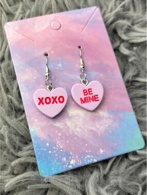 Purple Heart valentines sweethearts earrings